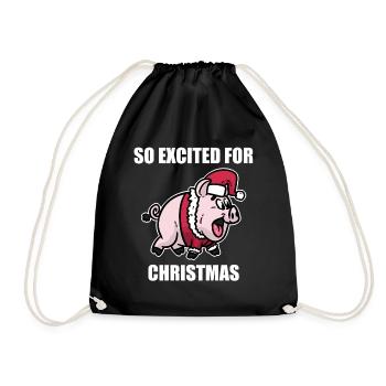 Schwein Weihnachten - Turnbeutel - Schwarz - Vorne