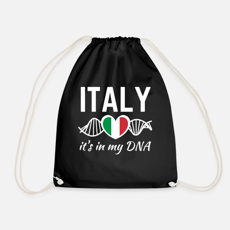 Italy Italian Italian flag DNA - Drawstring Bag - black
