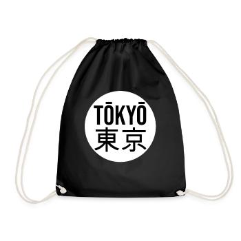 Tokyo Typo Circle - Drawstring Bag - black - Front