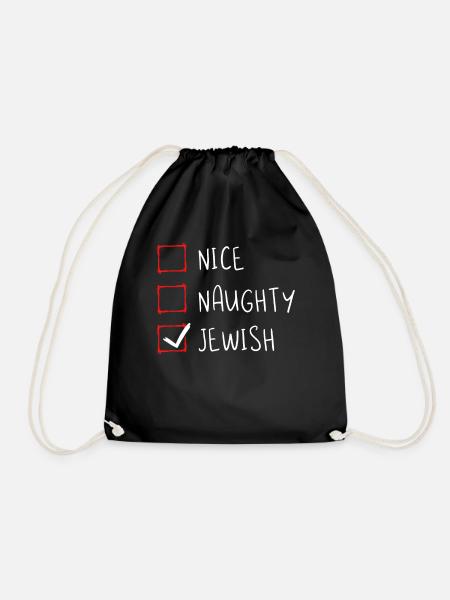 Nice Naughty Jewish - Drawstring Bag - black