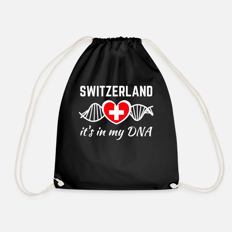 Schweiz Schweizer Flagge DNA - Turnbeutel - Schwarz