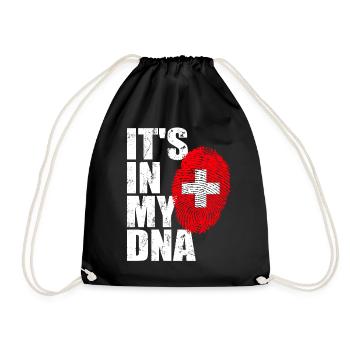 Schweiz Schweizer Swiss Flagge DNA Fingerabdruck - Turnbeutel - Schwarz - Vorne