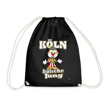 Köln Karneval Kostüm Motto kölsche Jung rot weiß - Turnbeutel - Schwarz - Vorne