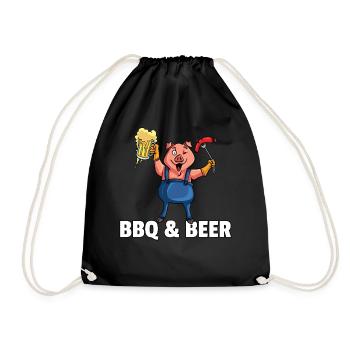 BBQ Barbeque Barbecue Grill Master Pig - Drawstring Bag - black - Front