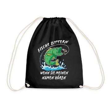 Lustiges Fischer Geschenk für Angler - Turnbeutel - Schwarz - Vorne