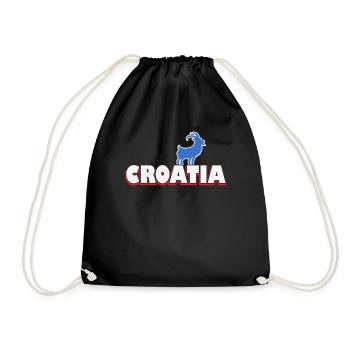 Croatia font with goat - Drawstring Bag - black - Front