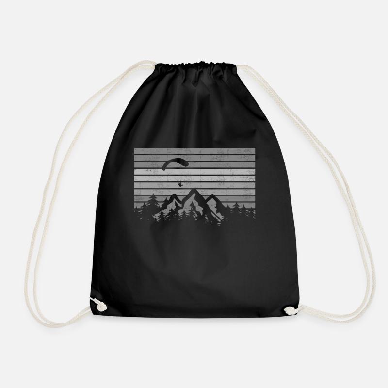 Retro Paragliding über den Bergen - Turnbeutel - Schwarz