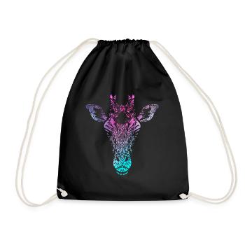 Giraffe vintage mandala dessin - Sac de sport léger - noir - Devant