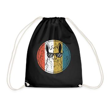 Llama Alpaca avec lunettes de soleil - Vintage Retro - Sac de sport léger - noir - Devant