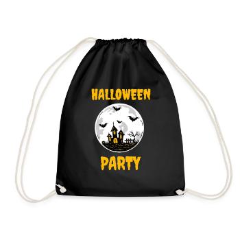 Halloween party castle bat moon - Drawstring Bag - black - Front