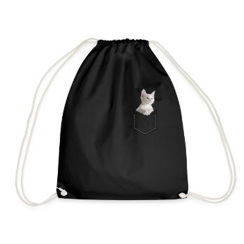 Chat dans la poche. Doux chaton - Sac de sport léger - noir - Devant