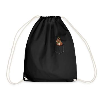 Eichhörnchen in der Tasche Süß - Turnbeutel - Schwarz - Vorne