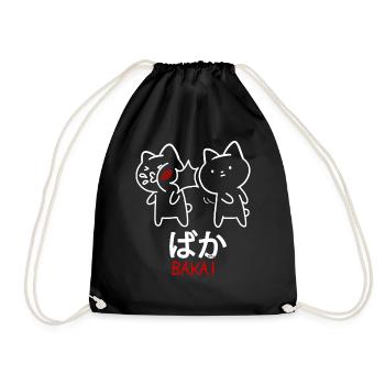 Anime Otaku Lustig Baka Katze Katzen - Turnbeutel - Schwarz - Vorne
