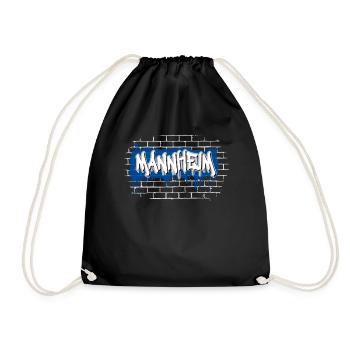 Mannheim Mannem Monnem Graffiti MA Waldhof Hiphop - Turnbeutel - Schwarz - Vorne