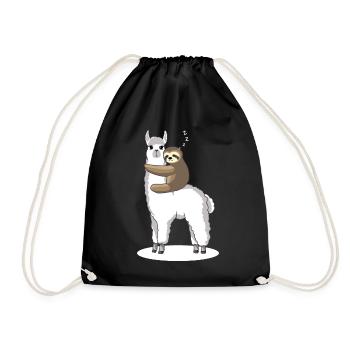 Sloth dort sur l'Alpaca Lama - cadeau - Sac de sport léger - noir - Devant