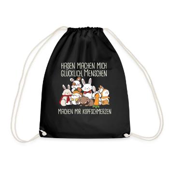 Hase Süß Kaninchen Spruch - Turnbeutel - Schwarz - Vorne