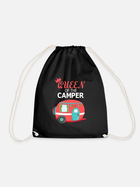 Camping Camper Women Caravan Gift - Drawstring Bag - black