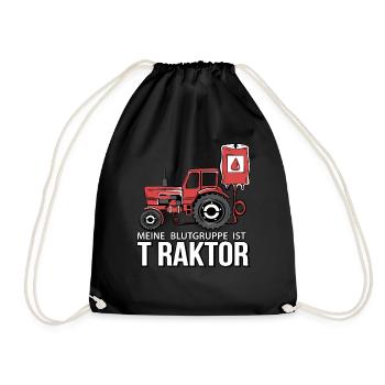 Landwirt Bauer Traktor Landmaschinen DDR Geschenk - Turnbeutel - Schwarz - Vorne