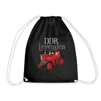 DDR Legenden Traktor Trecker Bauernhof Geschenk - Turnbeutel - Schwarz - Vorne
