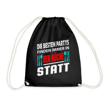 Die Besten Partys Finden Immer In Der Küche Statt - Turnbeutel - Schwarz - Vorne
