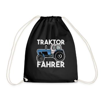 Fortschritt Traktor Fahrer Landwirt Geschenk - Turnbeutel - Schwarz - Vorne