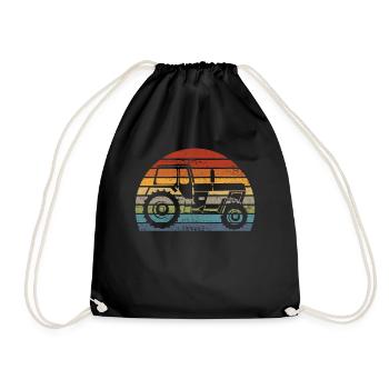 Progress tractor farmer tractor retro ddr - Drawstring Bag - black - Front