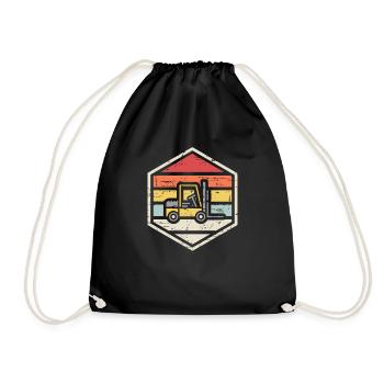 Retro Badge Forklift - Drawstring Bag - black - Front