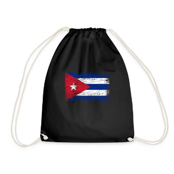 Cuba flag banner Cuban Havana rum used-look - Drawstring Bag - black - Front