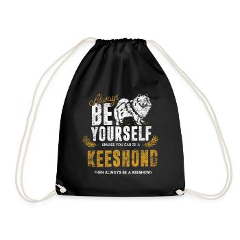 Keeshond Geschenk - Turnbeutel - Schwarz - Vorne