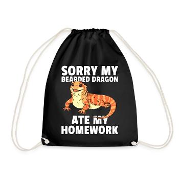 Bearded Dragon Beard Dragon Lizard Reptile - Drawstring Bag - black - Front