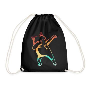 Dabbing Cat Dance Dab Vintage Retro - Drawstring Bag - black - Front