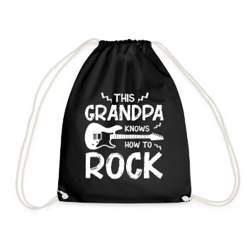 Grandpa playing guitar music guitarist - Drawstring Bag - black - Front