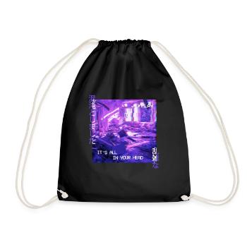 It's All In Your Head Sad 90s Vaporwave Aesthetic - Drawstring Bag - black - Front