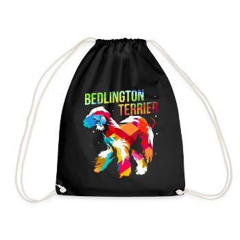 Bedlington Terrier - Turnbeutel - Schwarz - Vorne