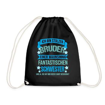 Stolzer Bruder Schwester Geschwister - Turnbeutel - Schwarz - Vorne