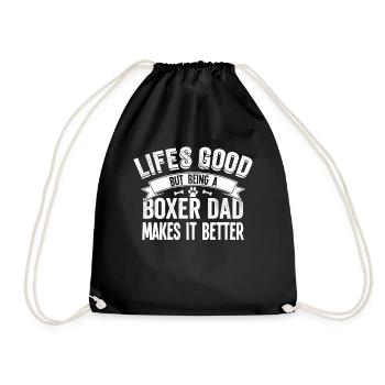 Boxer Dog Mens Being A Boxer Dad Makes It Better - Drawstring Bag - black - Front
