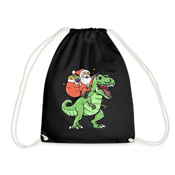 Le père Noël monte les dinosaures de Noël - Sac de sport léger - noir - Devant