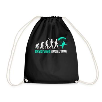 Fallschirmspringen Evolution Geschenk - Turnbeutel - Schwarz - Vorne