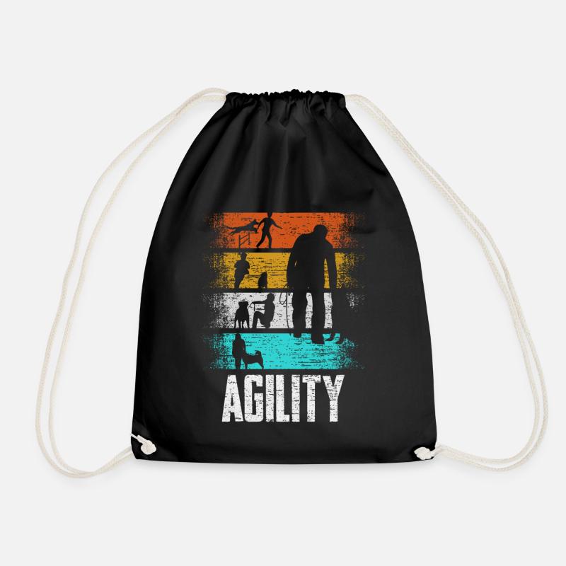 Agility Retro Hundeturnier Geschenk - Turnbeutel - Schwarz