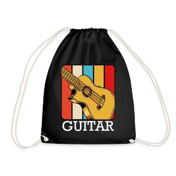 Retro Gitarren-Design mit Farbstreifen - Turnbeutel - Schwarz - Vorne