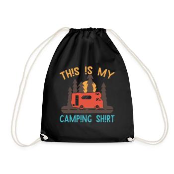 Camping shirt camper - Drawstring Bag - black - Front