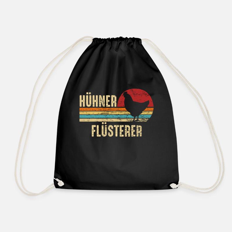 Hühner Flüsterer Bauer Geschenk - Turnbeutel - Schwarz