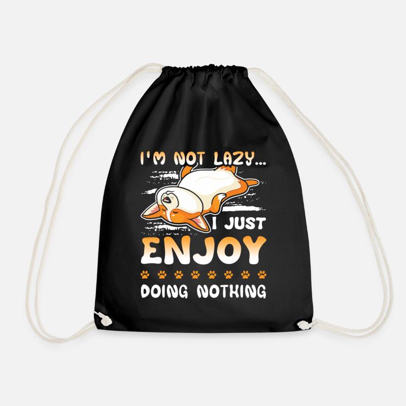 Corgi Lazy Corgi - Drawstring Bag - black