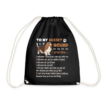Basset Hound Basset Hound Promise - Drawstring Bag - black - Front