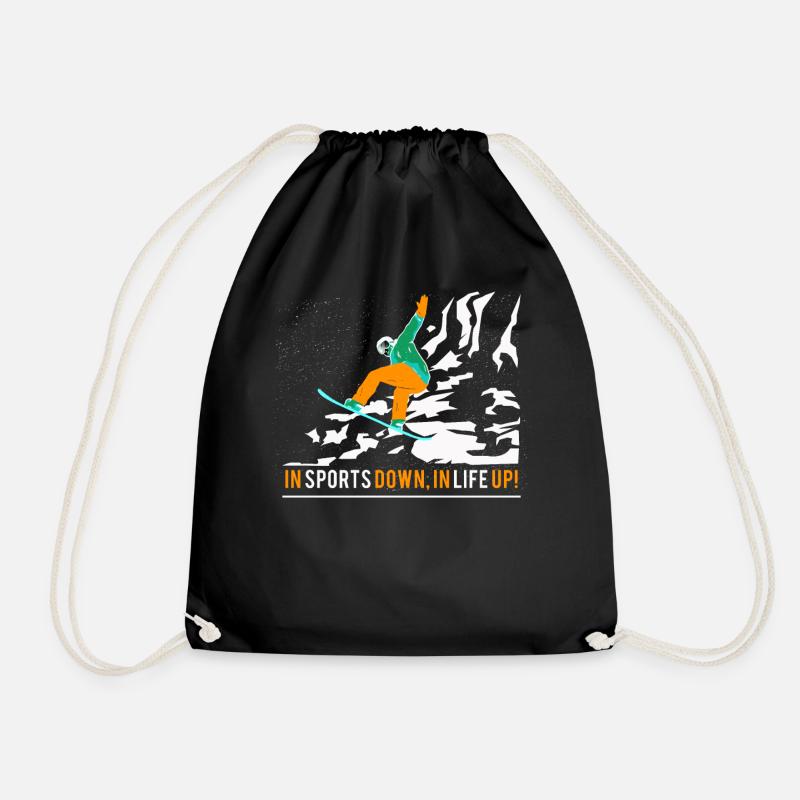 SNOWBOARDER SNOWBOARDING SNOWBOARD SPORT is life - Drawstring Bag - black