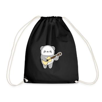 Panda with guitar - Drawstring Bag - black - Front