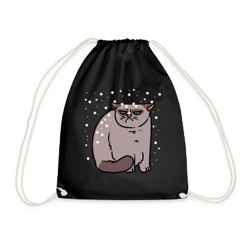 Grim cat in snow winter cold Xma's child - Drawstring Bag - black - Front