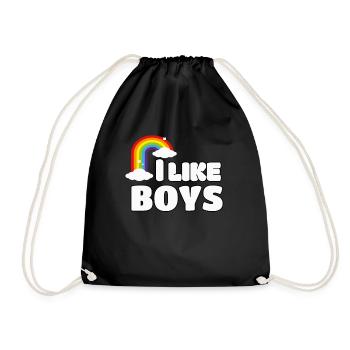 I like Boys LGBT Gay Pride - Drawstring Bag - black - Front