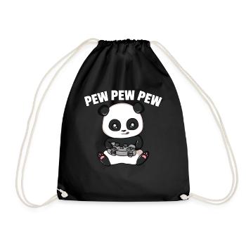 Panda Gamer Video Player Play Game - Drawstring Bag - black - Front