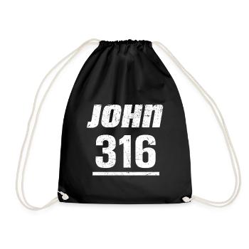John 316 Jochanes Evangelium Christentum Kirche - Turnbeutel - Schwarz - Vorne